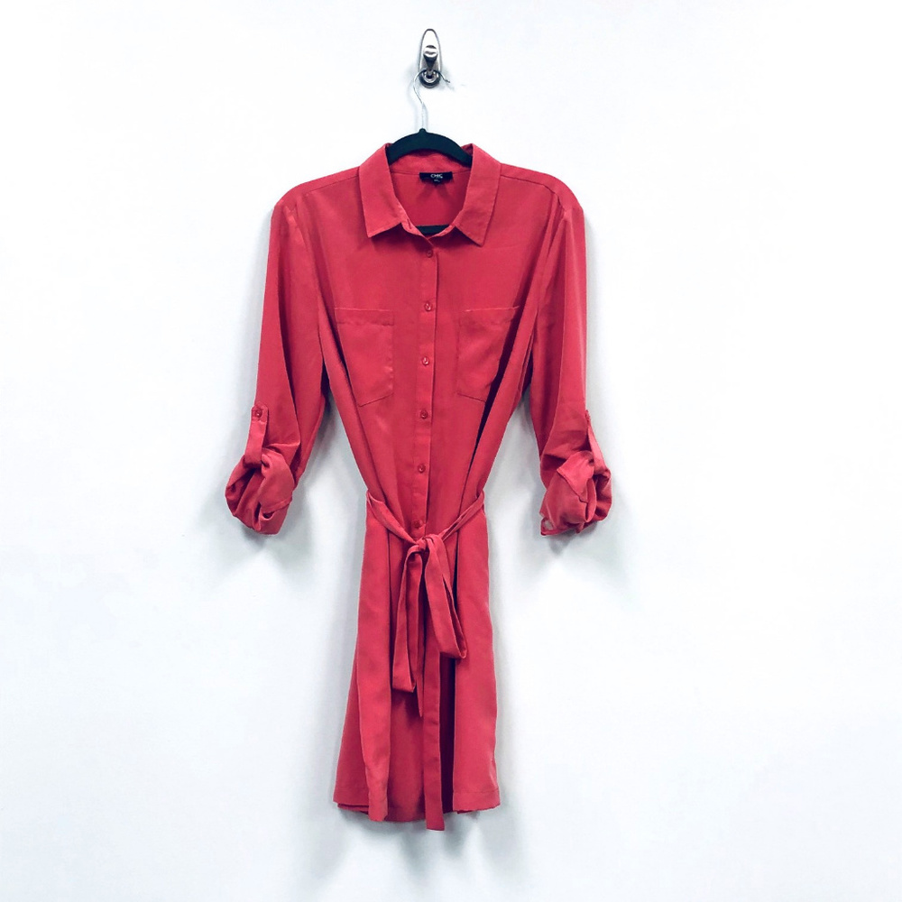 Chic by Jacob Deep Coral Shirt Dress